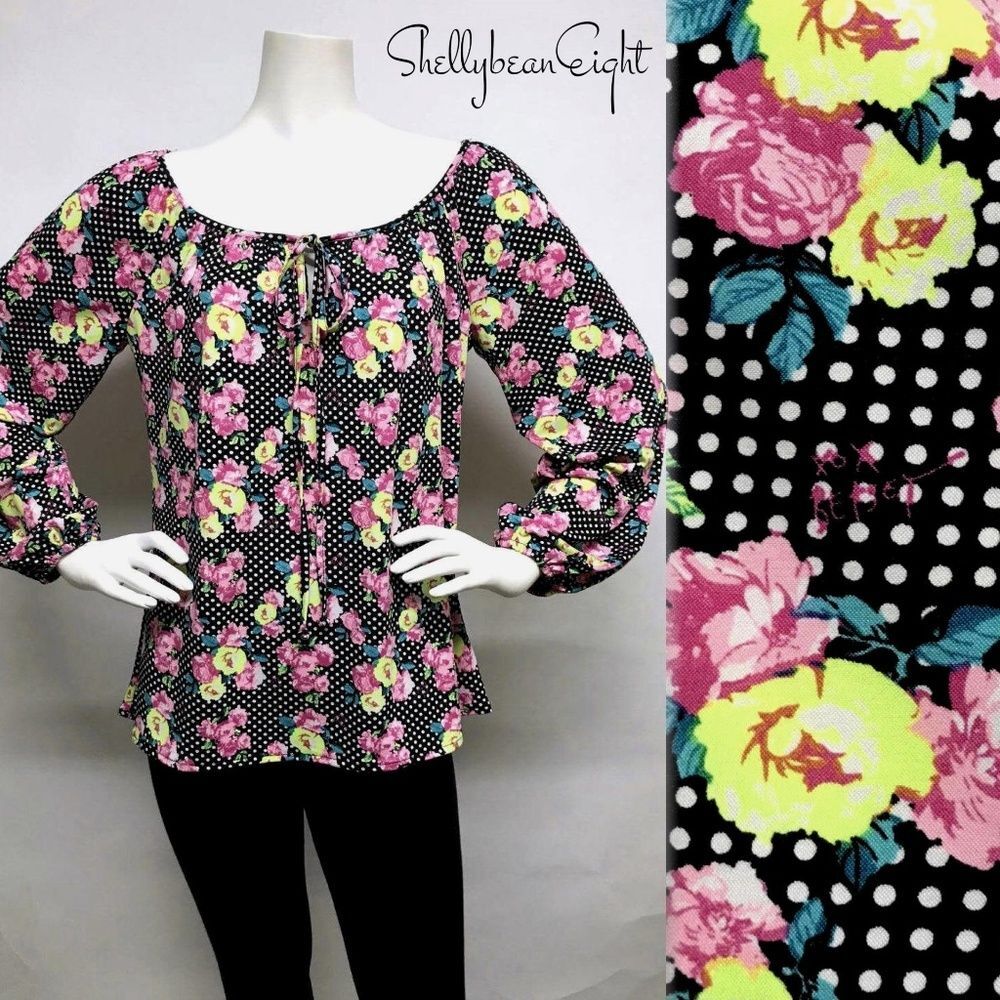BETSEY JOHNSON Rose POLKA DOT Print Top M L 10 12